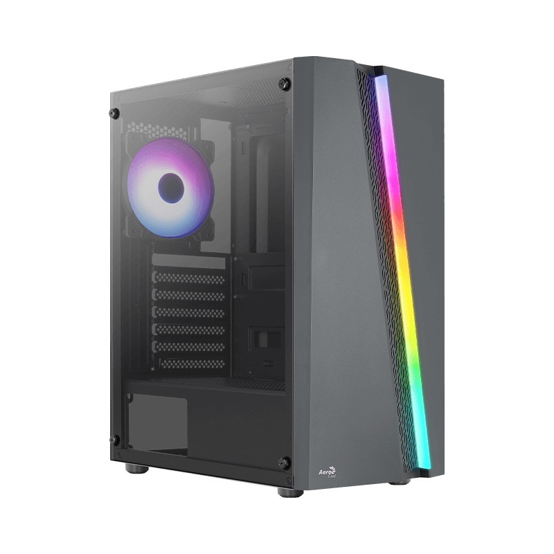 Boitier AeroCool Blade RGB - Moyen Tour ATX Noir - panneau verre trempé