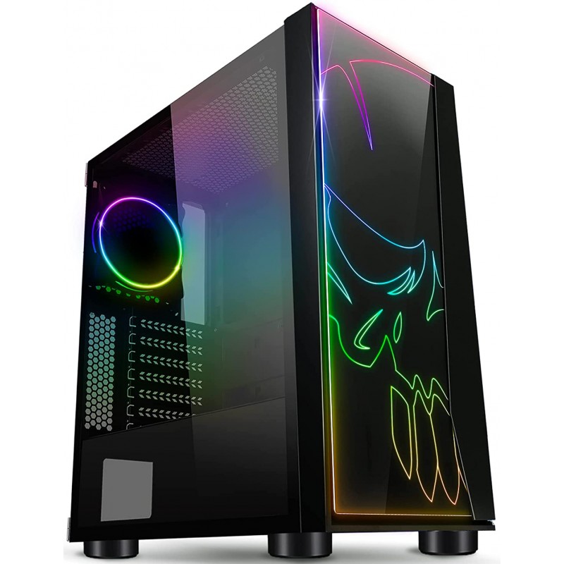 SPIRIT OF GAMER - INFINITY DARK Boitier PC Gamer Noir RGB Moyen ATX Tour PC  Gaming Vide avec Paroi Latérale en Verre Trempée Compatible ATX, mATX, ITX  2 Ventilateurs PC 120 mm